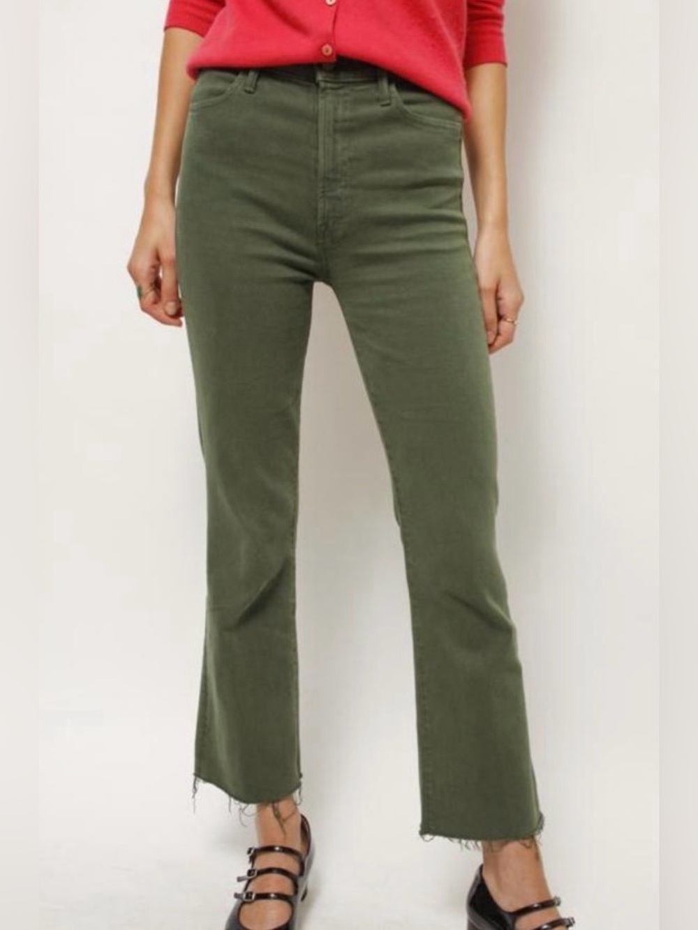 MOTHER Jeans The Hustler Ankle Fray in Dark Olive Green 28 - Picture 15 of 15